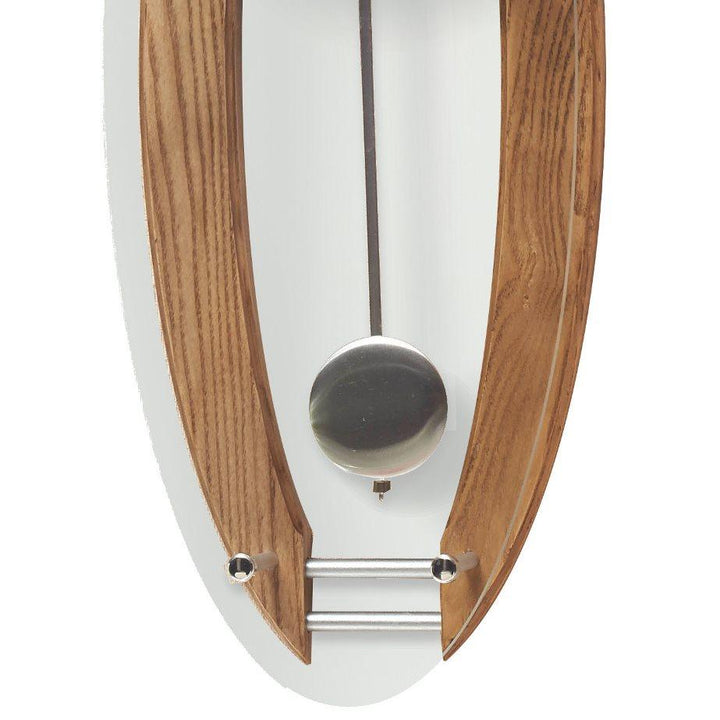 Cambridge Wood and Glass Pendulum Wall Clock Brushed Oak 59cm WW014L 3