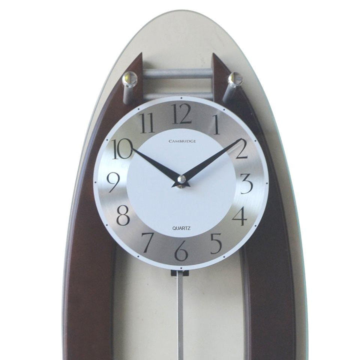 Cambridge Wood and Glass Pendulum Wall Clock Walnut 59cm WW014D 2