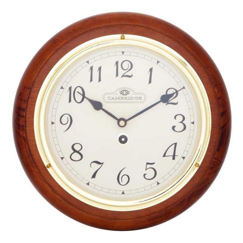 Cambridge Wooden Station Wall Clock Arabic Matte Dark Brown 29cm PW970-15A