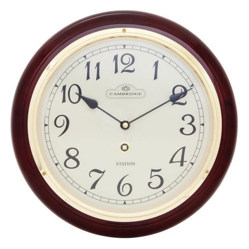 Cambridge Wooden Station Wall Clock Arabic Piano Dark Brown 29cm PW970-37A