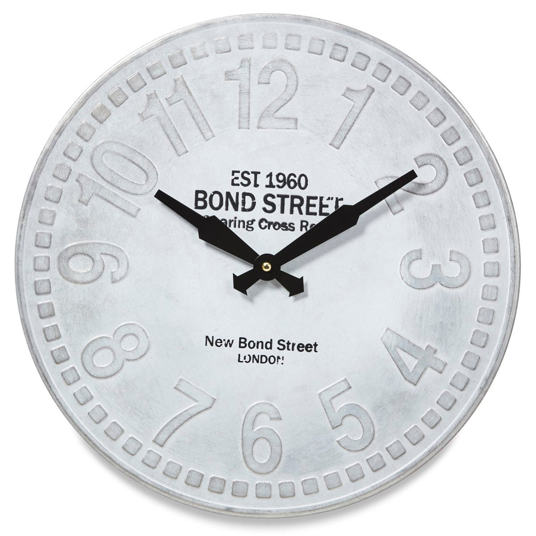 Casa Uno Bond Street Vintage Metal Wall Clock Grey 40cm HHZ17 Front
