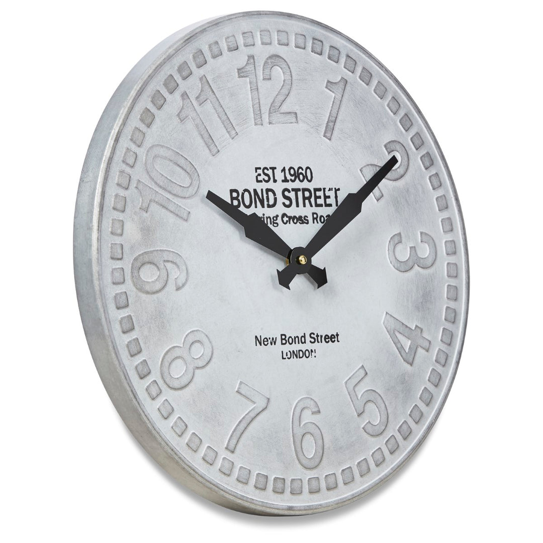 Casa Uno Bond Street Vintage Metal Wall Clock Grey 40cm HHZ17 Angle