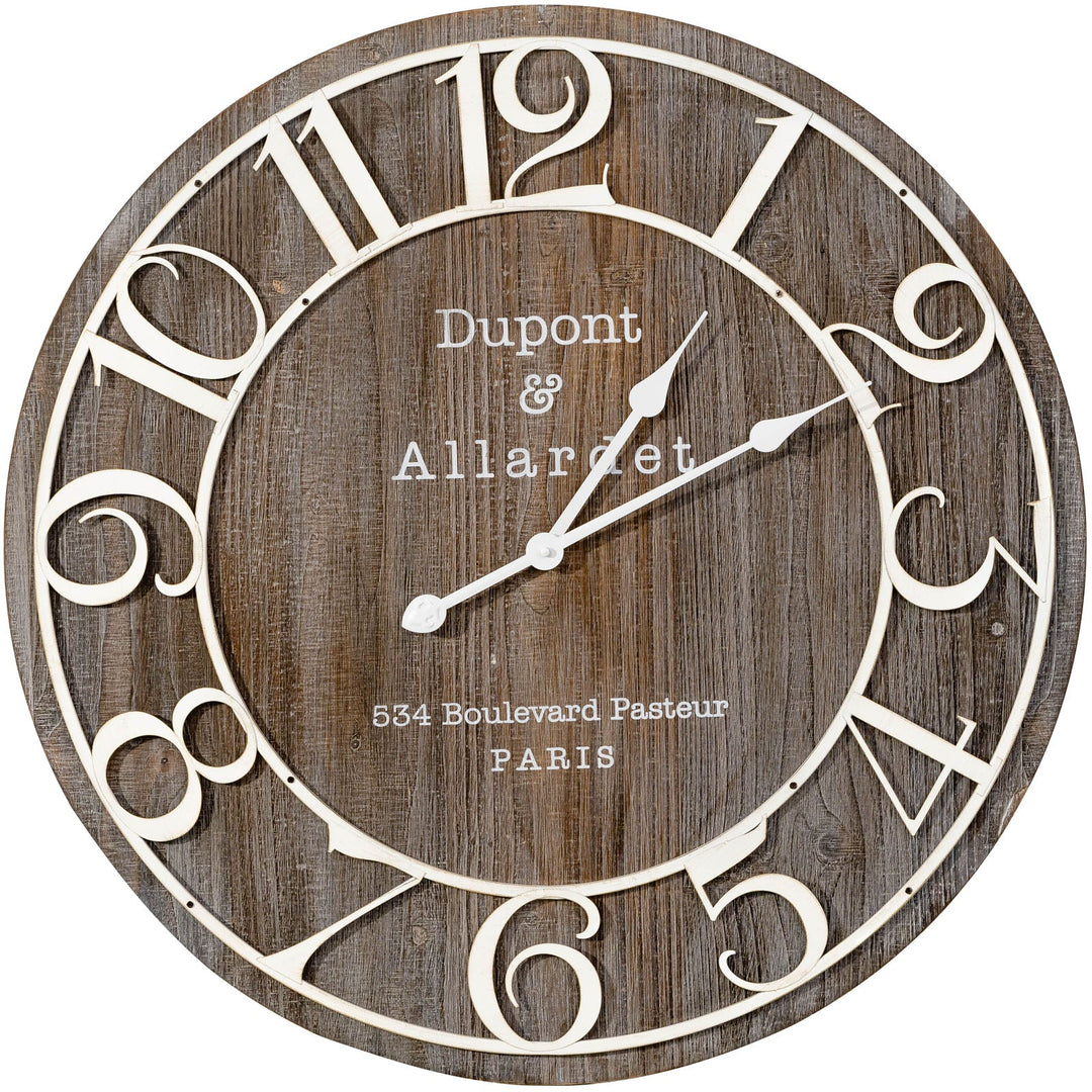 Casa Uno Dupont Distressed Wooden Iron Numbers Wall Clock 68cm ME114 1