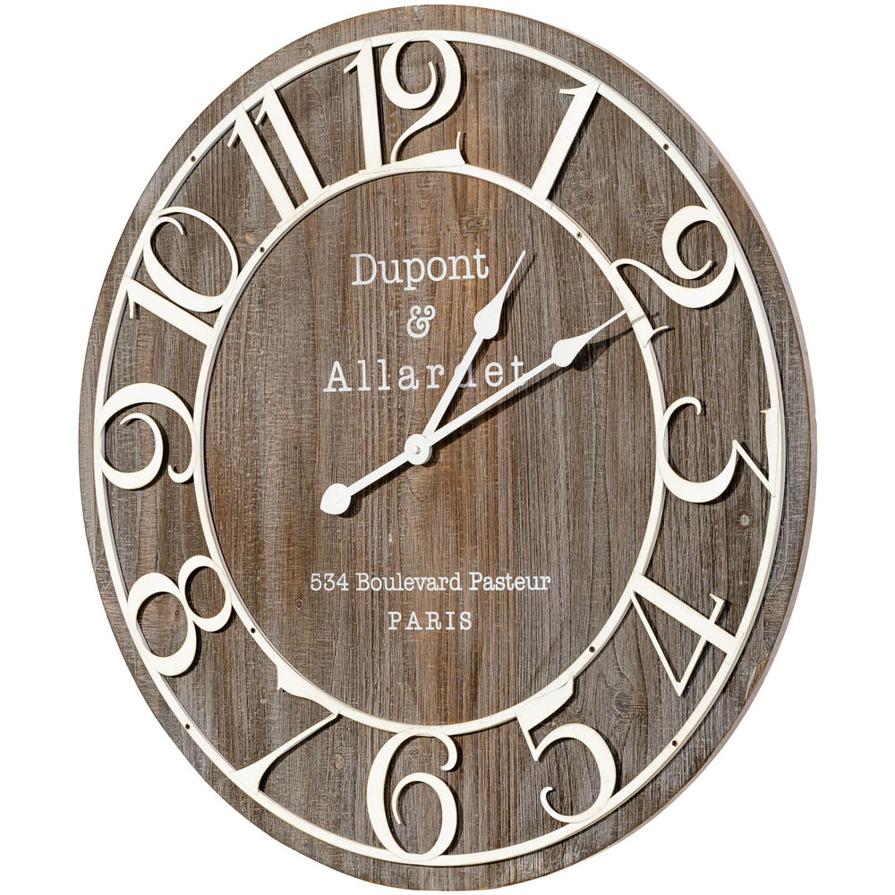 Casa Uno Dupont Distressed Wooden Iron Numbers Wall Clock 68cm ME114 2