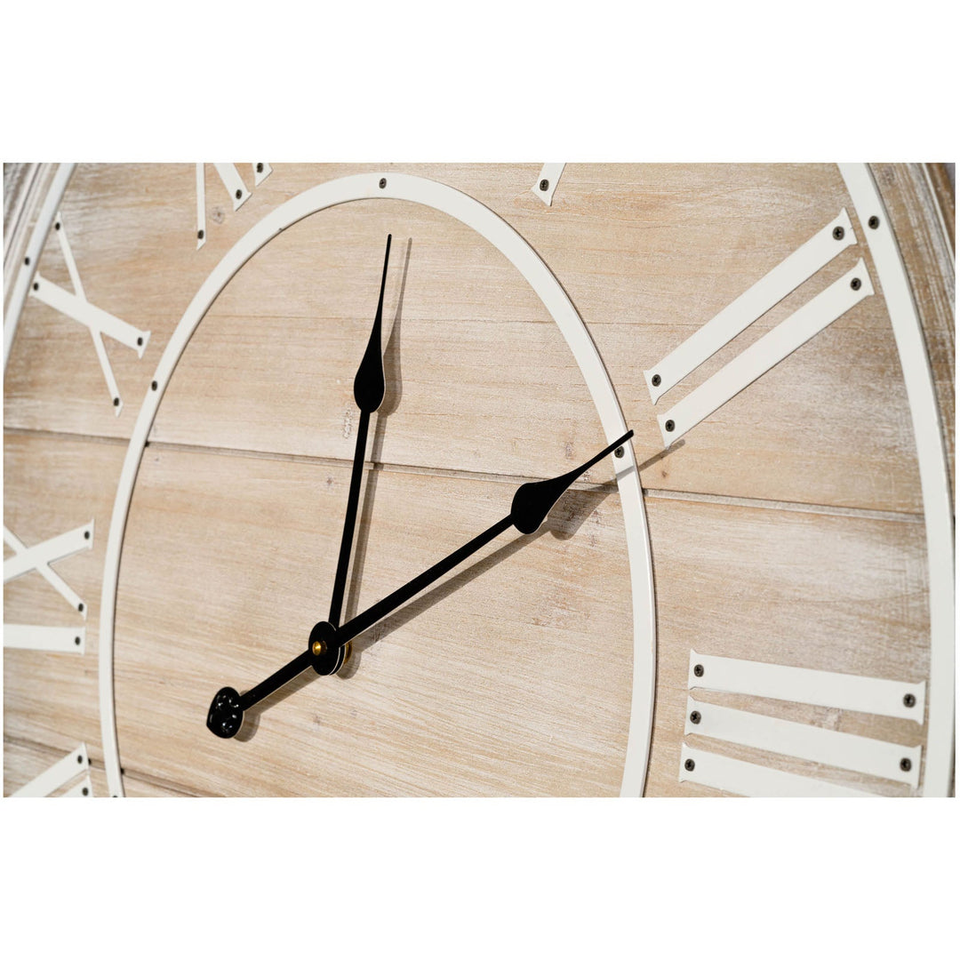 Casa Uno Dupont Wooden Roman Light Wood Panels Wall Clock 80cm ME111 6