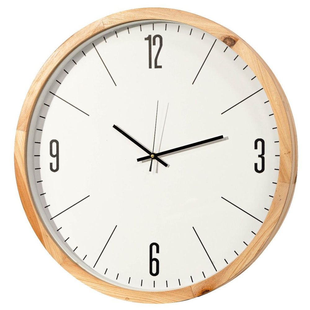 Casa Uno Jensen White Natural Wooden Wall Clock Numbers 60cm ME107 2