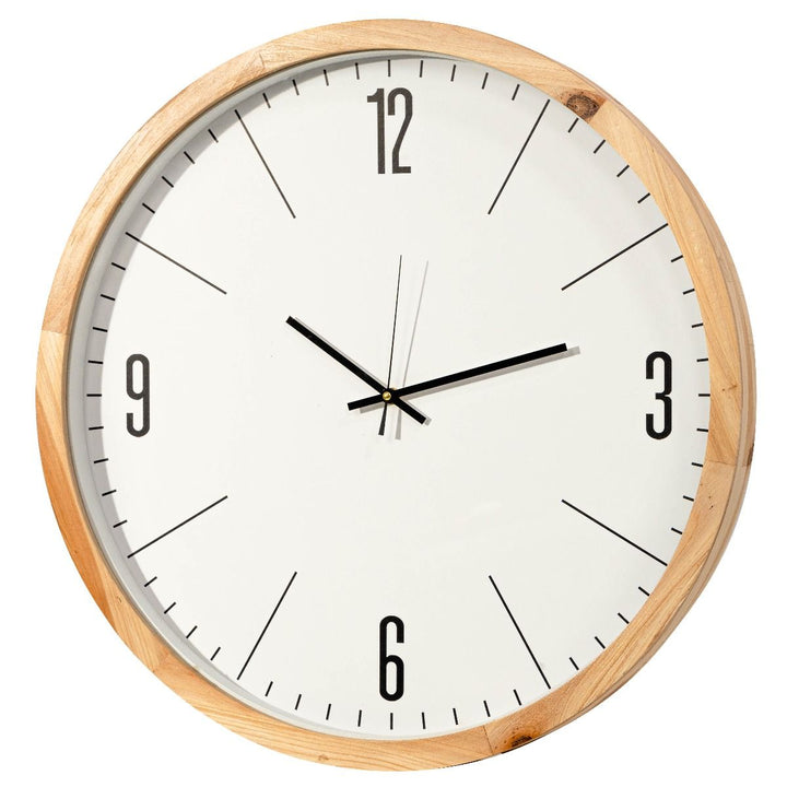 Casa Uno Jensen White Natural Wooden Wall Clock Numbers 60cm ME107 2
