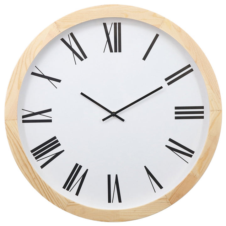 Casa Uno Jensen White Natural Wooden Wall Clock Roman 60cm ME106 1