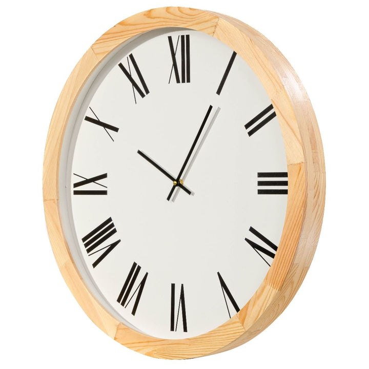 Casa Uno Jensen White Natural Wooden Wall Clock Roman 60cm ME106 2