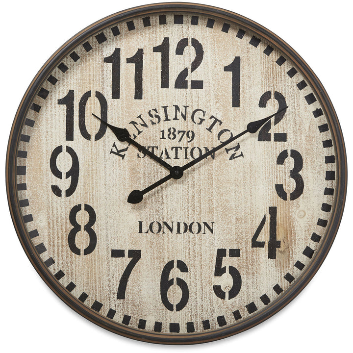 Casa Uno Kensington Station Brown Wash Wall Clock 60cm ME109 1