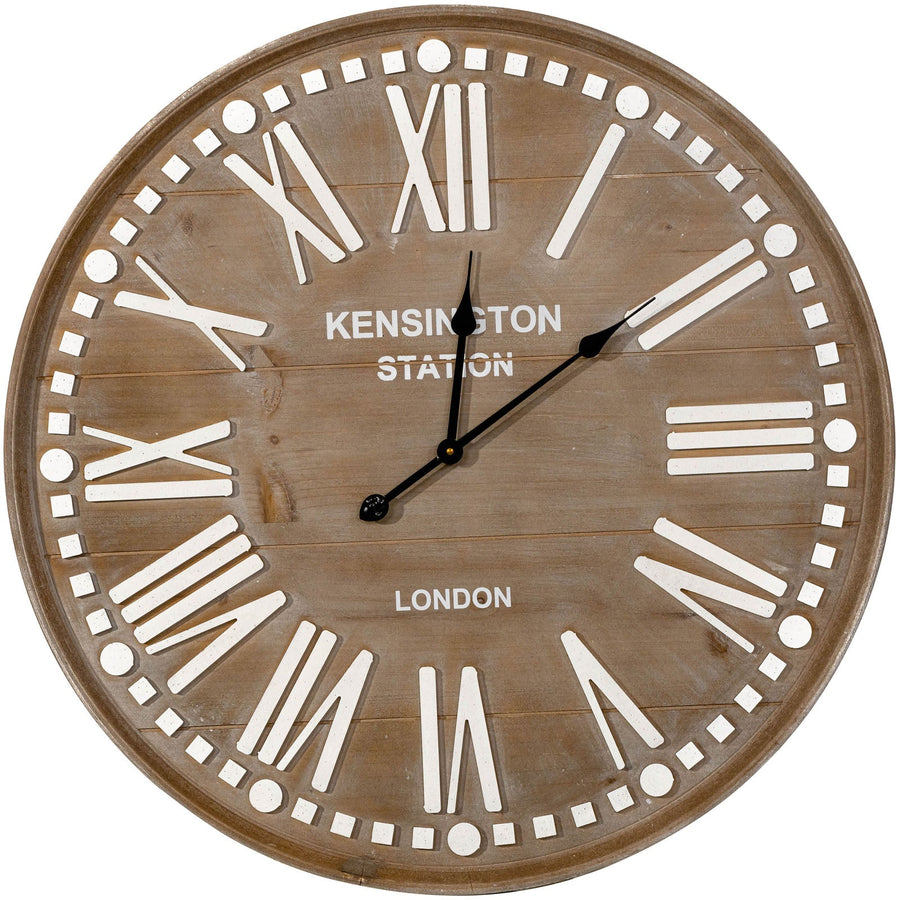 Casa Uno Large Kensington Station Vintage Wood Panels Wall Clock 80cm ME113 1