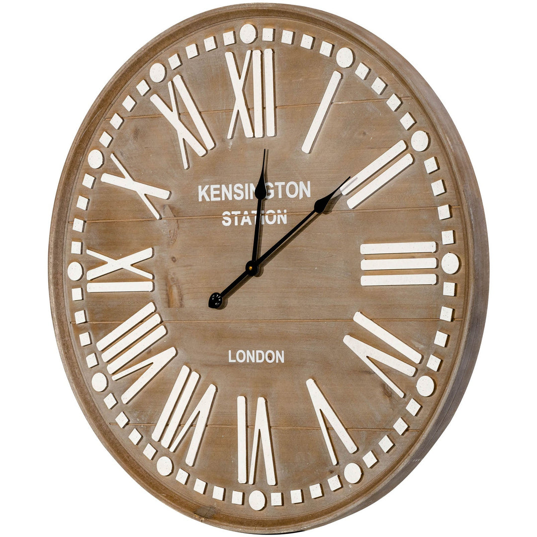 Casa Uno Large Kensington Station Vintage Wood Panels Wall Clock 80cm ME113 2
