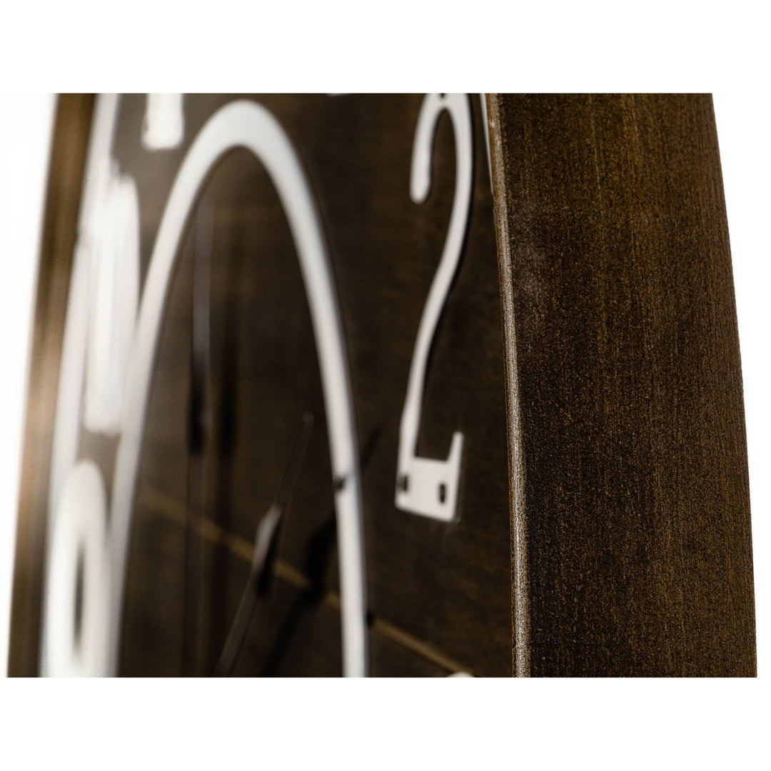Casa Uno Large Numbers Dark Wooden Panels Wall Clock 80cm ME112 7