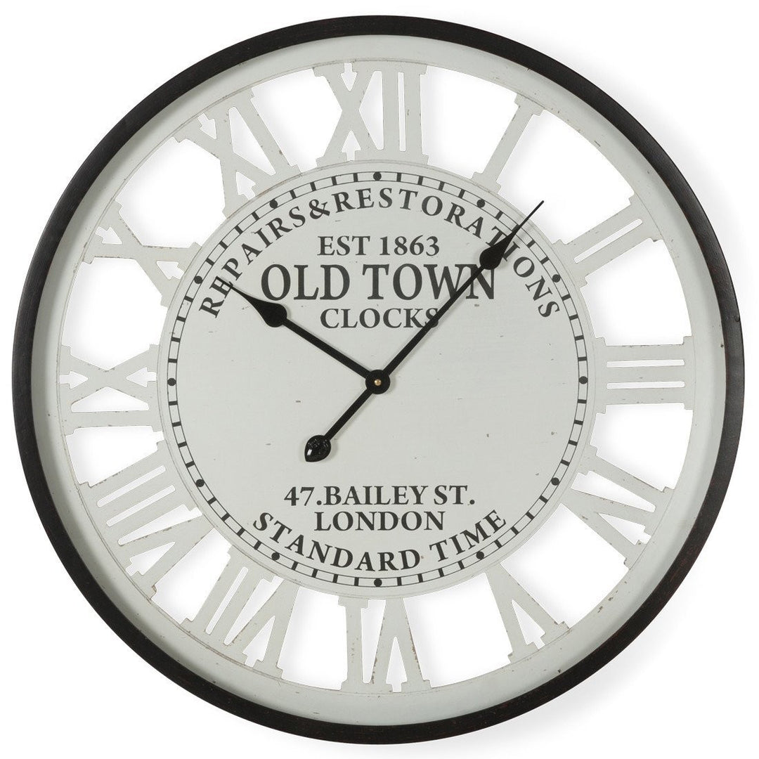 Casa Uno Old Town Iron Roman Numerals Wall Clock 68cm ME102 Front