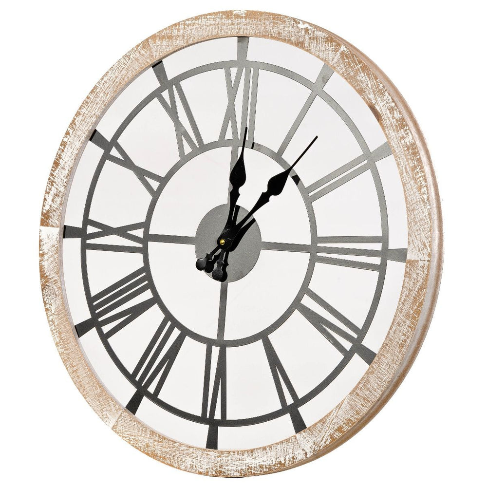 Casa Uno Ornate Metal and Whitewashed Wood Wall Clock 60cm ME108 2
