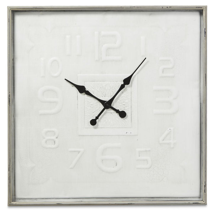 Casa Uno Square Contemporary Metal Wall Clock Antique Cream 80cm NW11 1