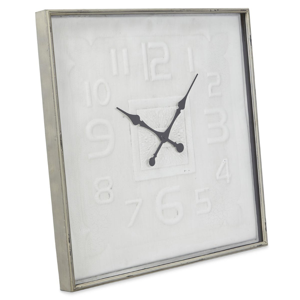 Casa Uno Square Contemporary Metal Wall Clock Antique Cream 80cm NW11 2