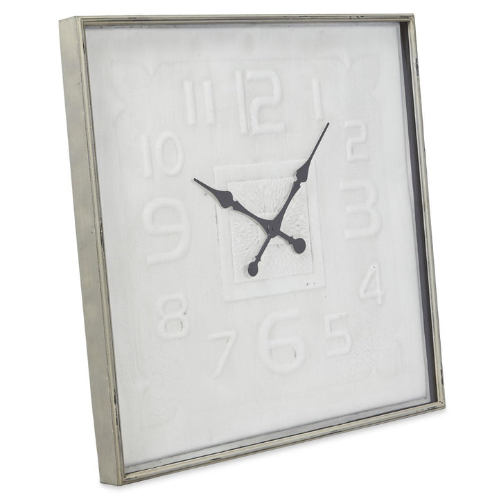 Casa Uno Square Contemporary Metal Wall Clock Antique Cream 80cm NW11 2