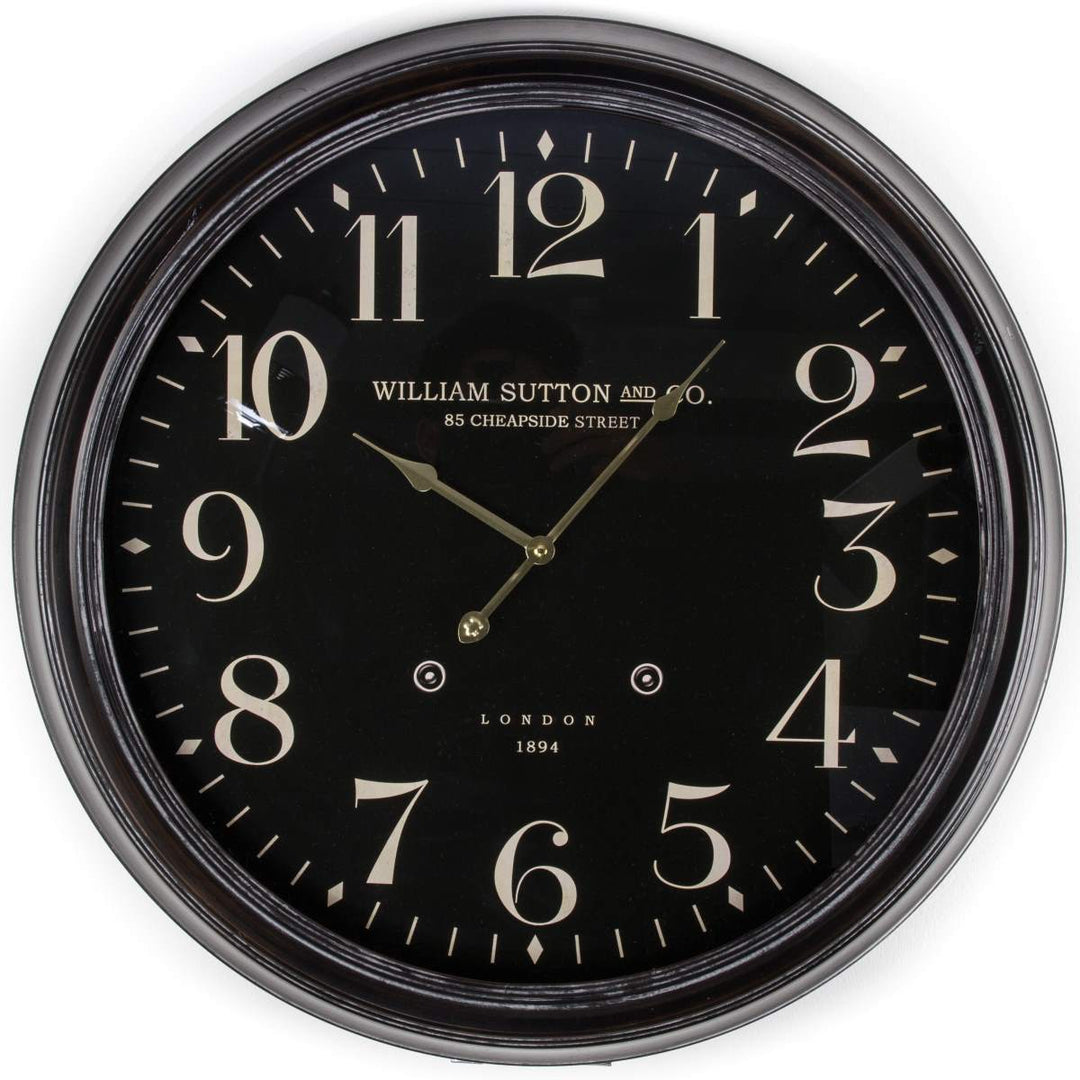 Casa Uno William Sutton London Iron Wall Clock Black 63cm ME54 1