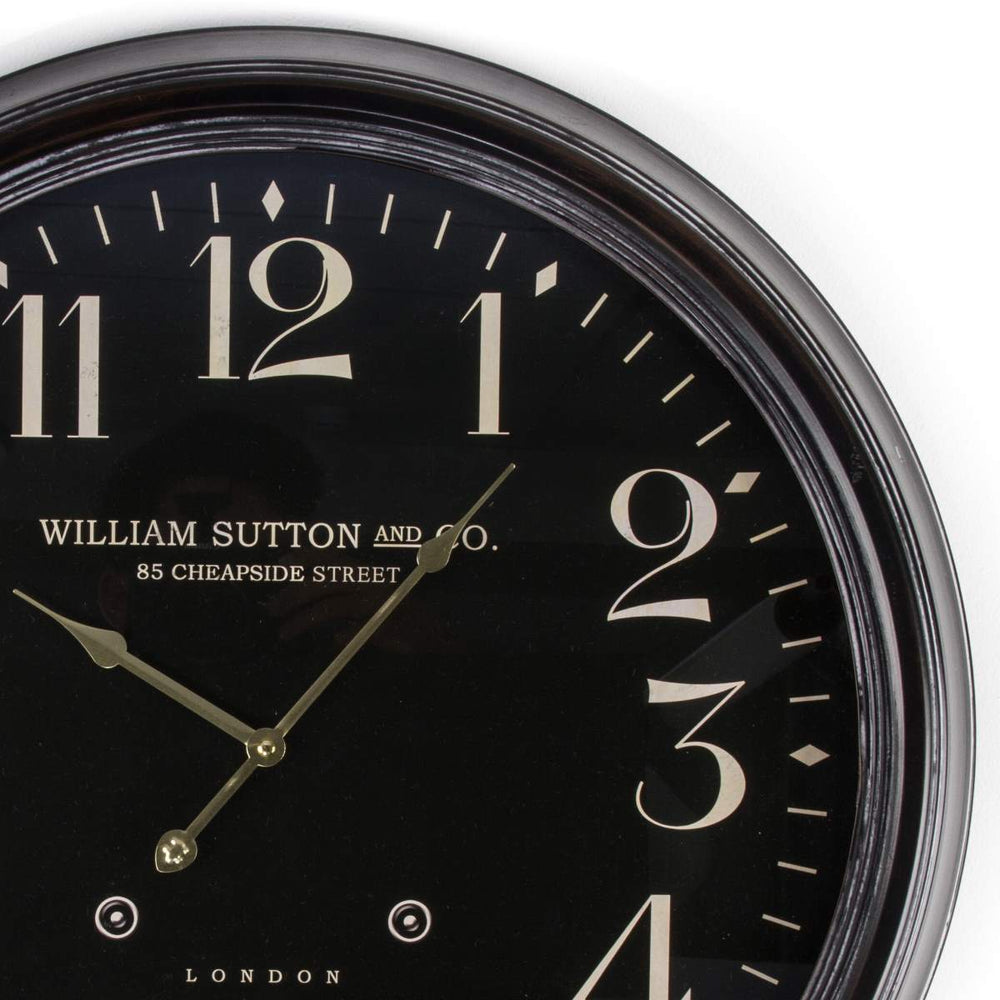 Casa Uno William Sutton London Iron Wall Clock Black 63cm ME54 2