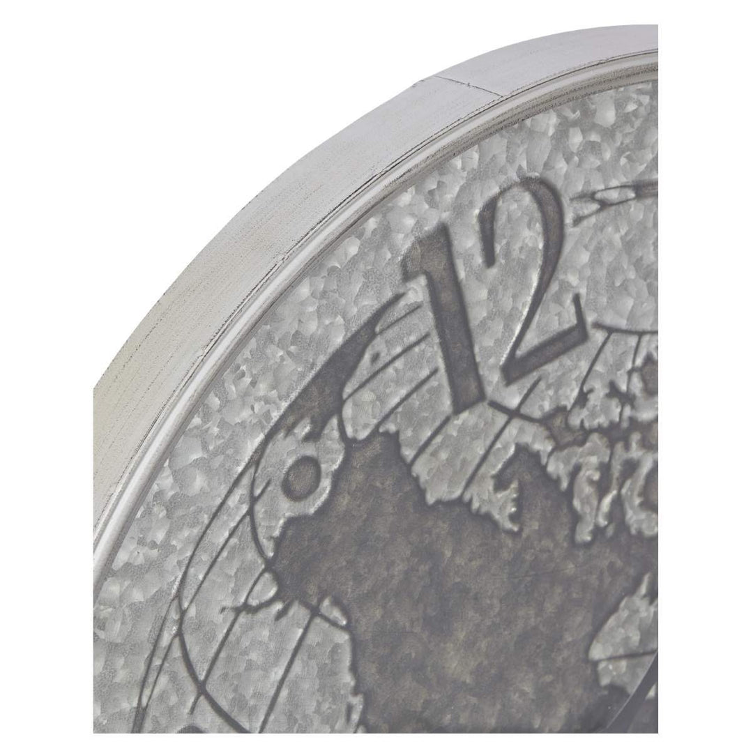 Casa Uno World Globe Metal Wall Clock Silver 80cm NW03 3