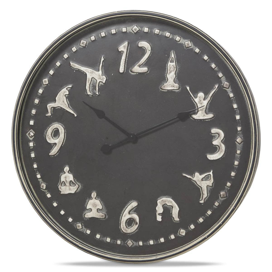 Casa Uno Yoga Central Metal Wall Clock Antique Dark Grey 72cm NW10 1