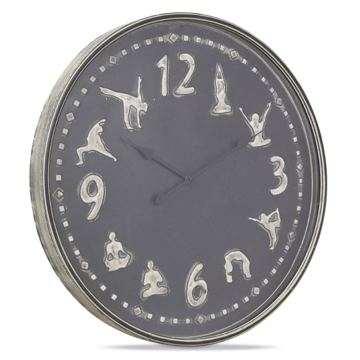 Casa Uno Yoga Central Metal Wall Clock Antique Dark Grey 72cm NW10 2