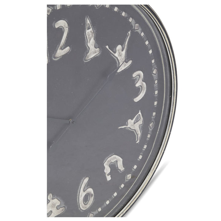 Casa Uno Yoga Central Metal Wall Clock Antique Dark Grey 72cm NW10 5
