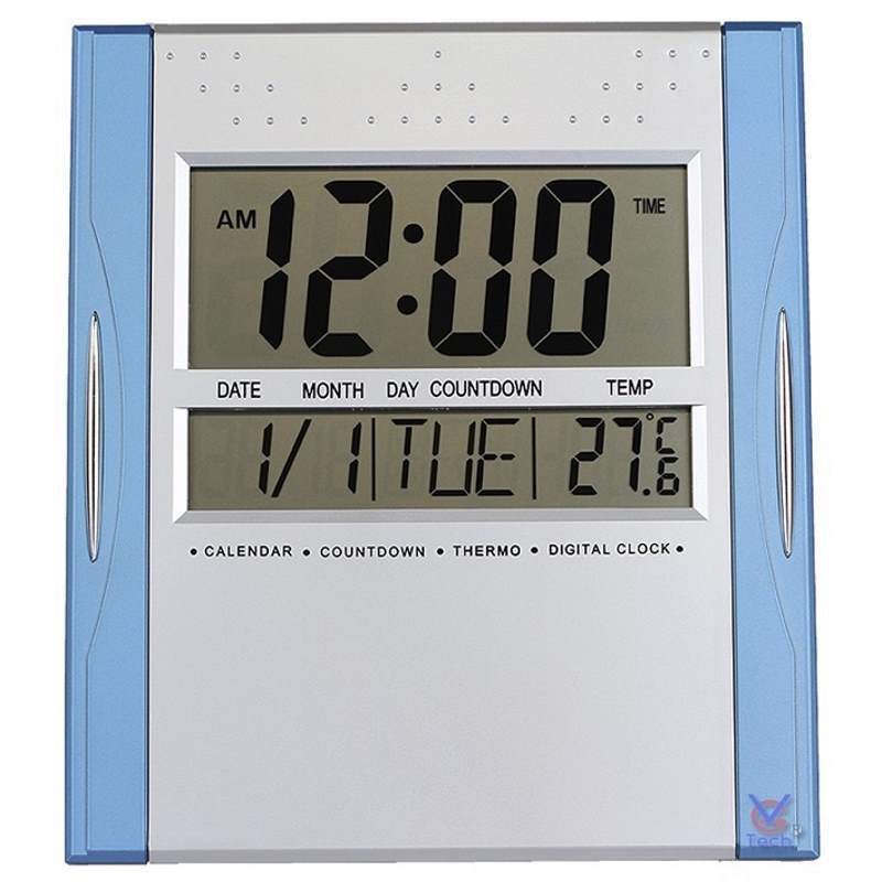 Checkmate Axelrod Multifunction Digital Wall or Desk Clock Blue 25cm VGW 608ABlue Front