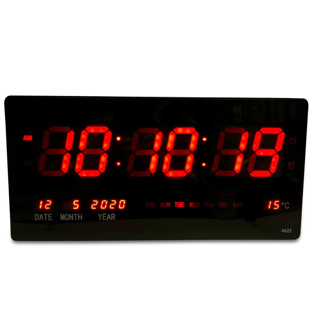 Checkmate Barnet Mains Powered LED Calendar Temp Wall Clock 45cm CTL-4622 4