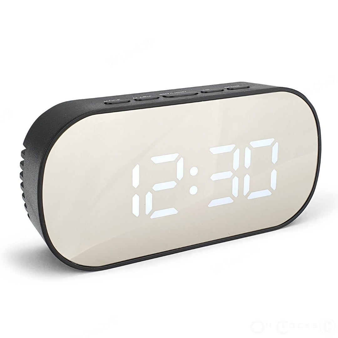 Checkmate Hudson Mirrored Face LCD Alarm Clock Black 13cm VGW 6506 BLA 1