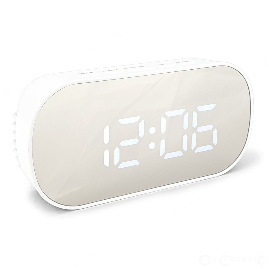 Checkmate Hudson Mirrored Face LCD Alarm Clock White 13cm VGW 6506 WHI 1