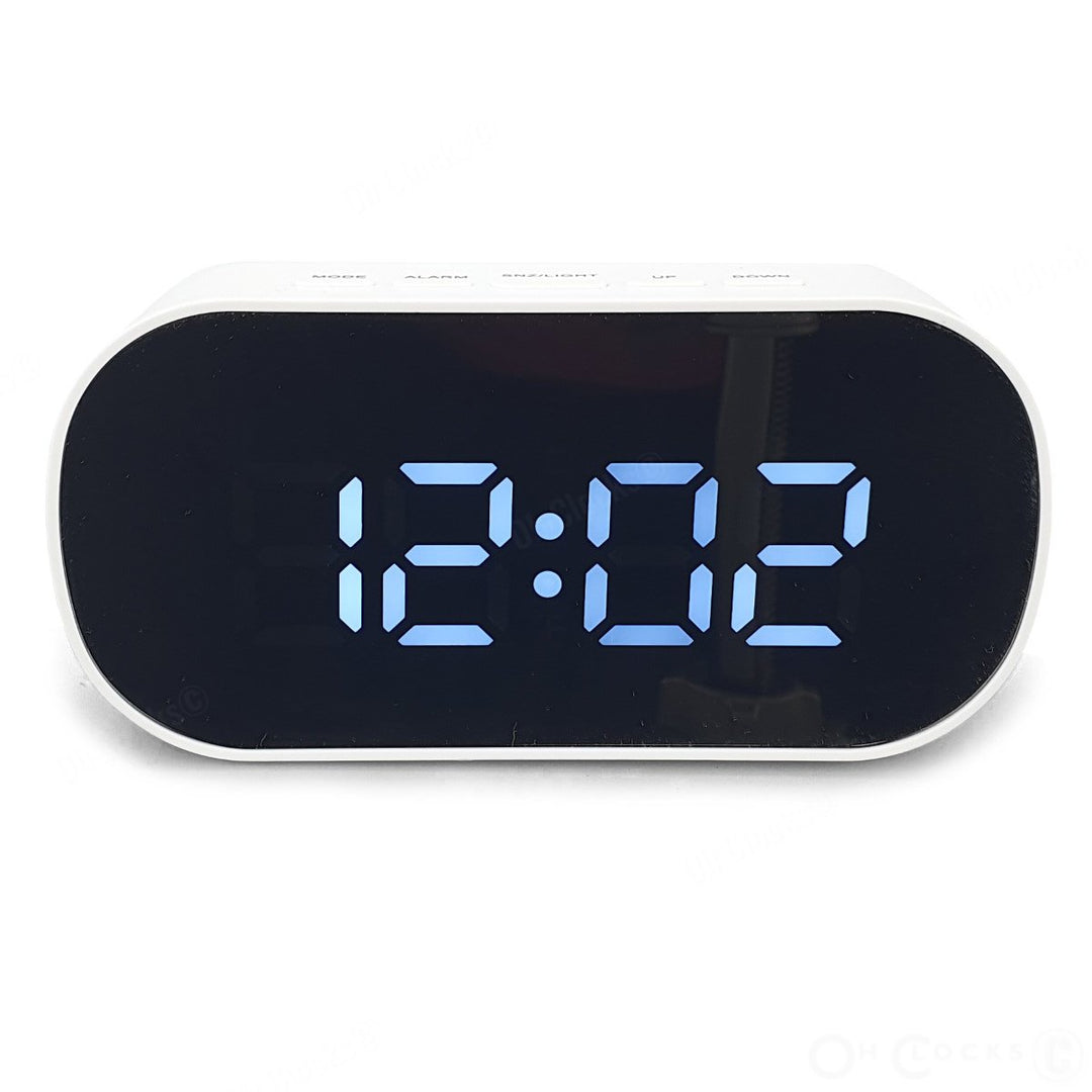 Checkmate Hudson Mirrored Face LCD Alarm Clock White 13cm VGW 6506 WHI 3