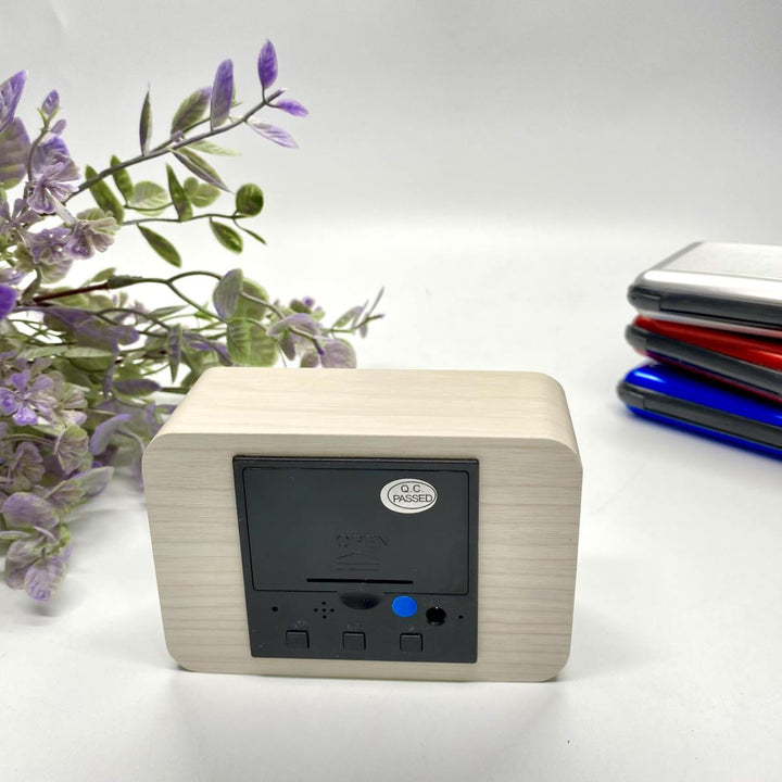 Checkmate Larch LED Wood Cuboid Alarm Clock Cream Blue 10cm VGY-848-BLU 3