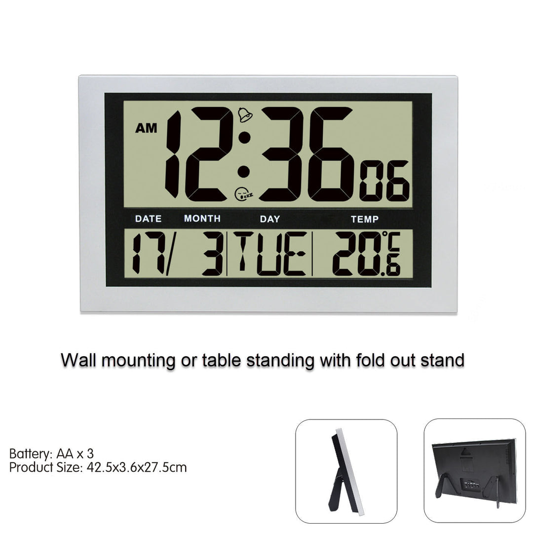 Checkmate Lex Jumbo LCD Calendar Temperature Wall Clock 42cm VGW-810 2