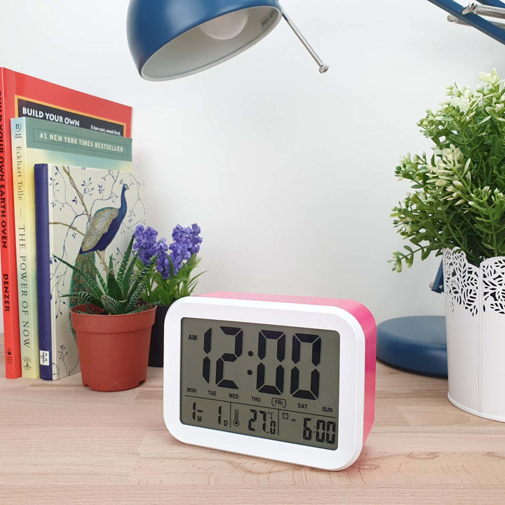Checkmate Palmer Multifunction LCD Talking Alarm Clock Pink 12cm VGW 9200 PIN 2