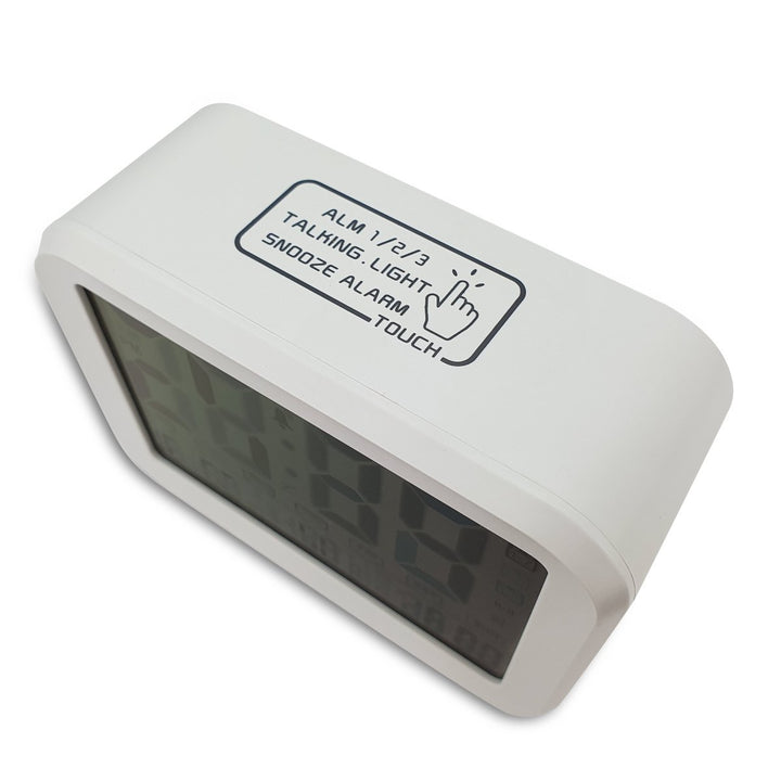 Checkmate Palmer Multifunction LCD Talking Alarm Clock White 12cm VGW 9200 WHI 5