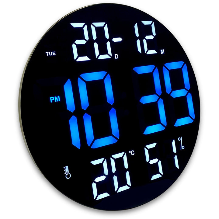 Checkmate Sylvie Day Date Temp Humidity USB LED Wall Desk Clock Blue 30cm CGH-8011B 3