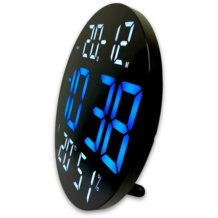 Checkmate Sylvie Day Date Temp Humidity USB LED Wall Desk Clock Blue 30cm CGH-8011B 4