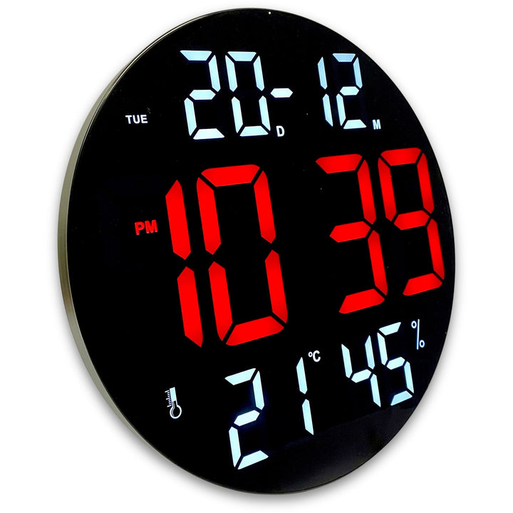 Checkmate Sylvie Day Date Temp Humidity USB LED Wall Desk Clock Red 30cm CGH-8011R 3