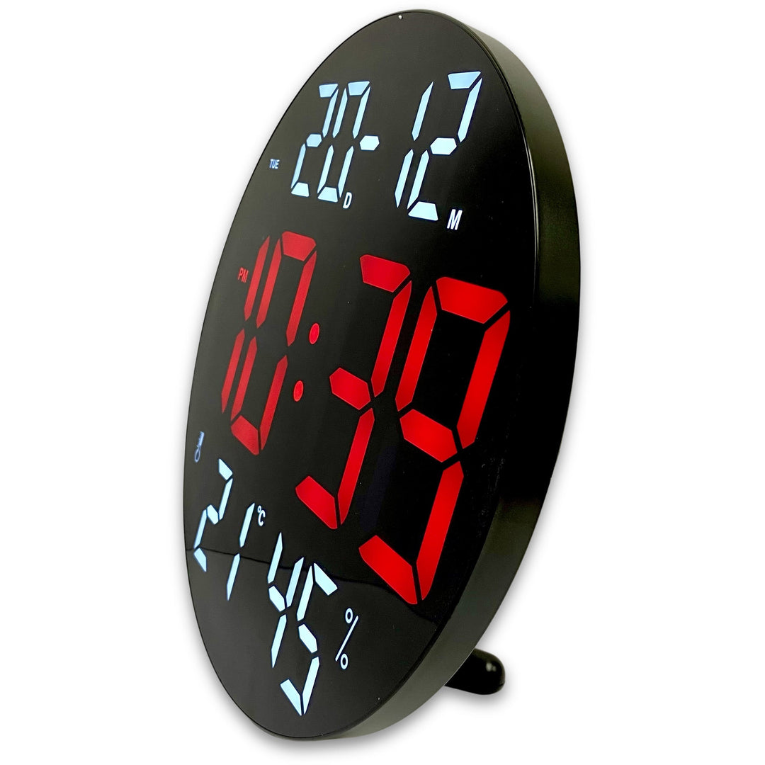 Checkmate Sylvie Day Date Temp Humidity USB LED Wall Desk Clock Red 30cm CGH-8011R 4