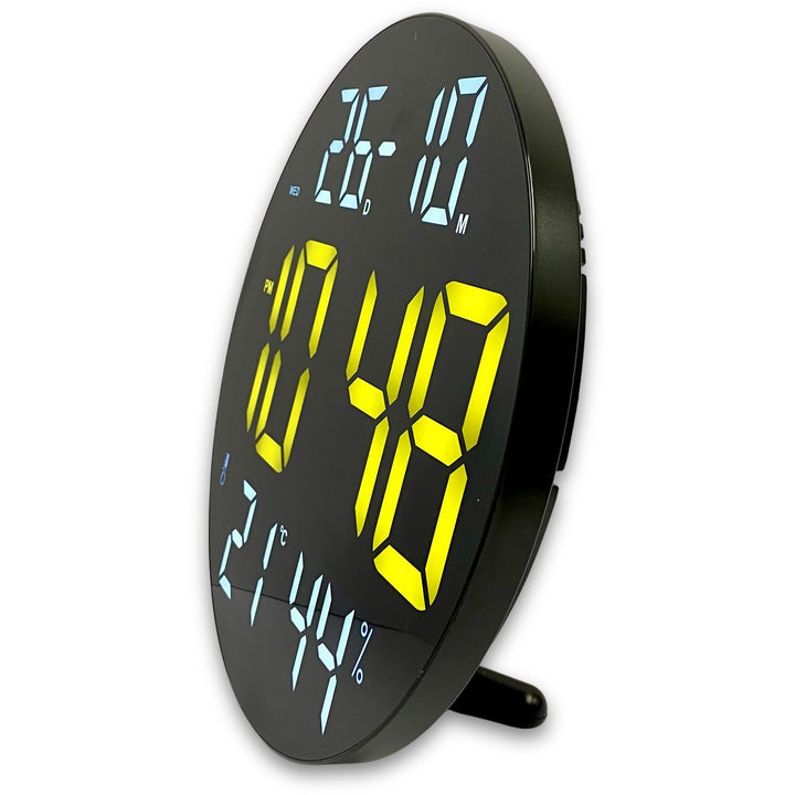 Checkmate Sylvie Day Date Temp Humidity USB LED Wall Desk Clock Yellow 30cm CGH-8011Y 4