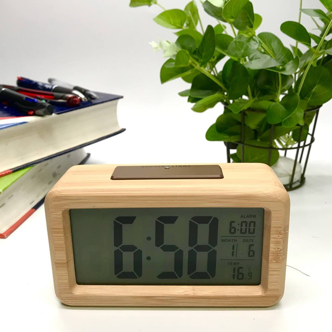 Checkmate Timber Multifunction Digital Alarm Clock Light Brown 14cm VGW-1902-LIGHT 1