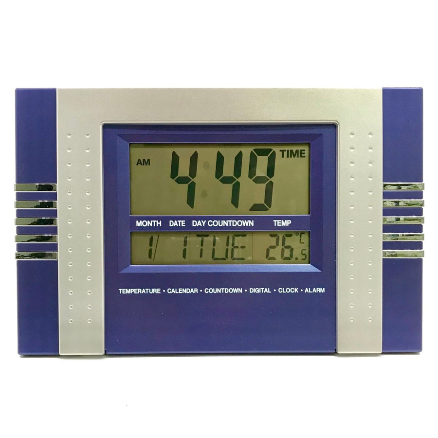Checkmate Reema Multifunction Digital Wall and Desk Clock Blue 29cm VGW 602Blue Front