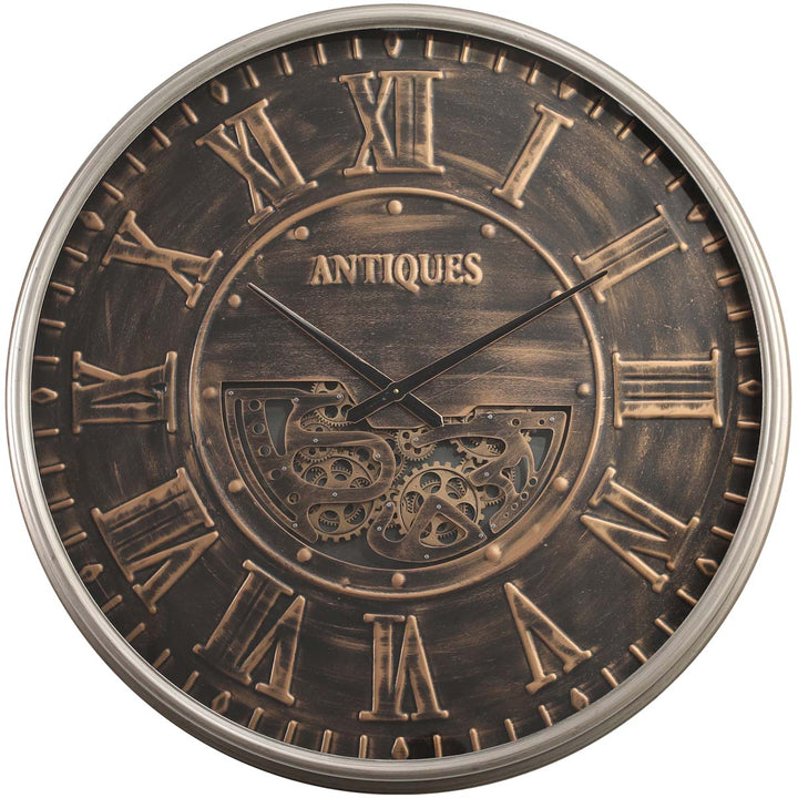Chilli Decor Absolon Giant Antique Bronze Wash Metal Moving Gears Wall Clock 103cm TQ-Y668 2