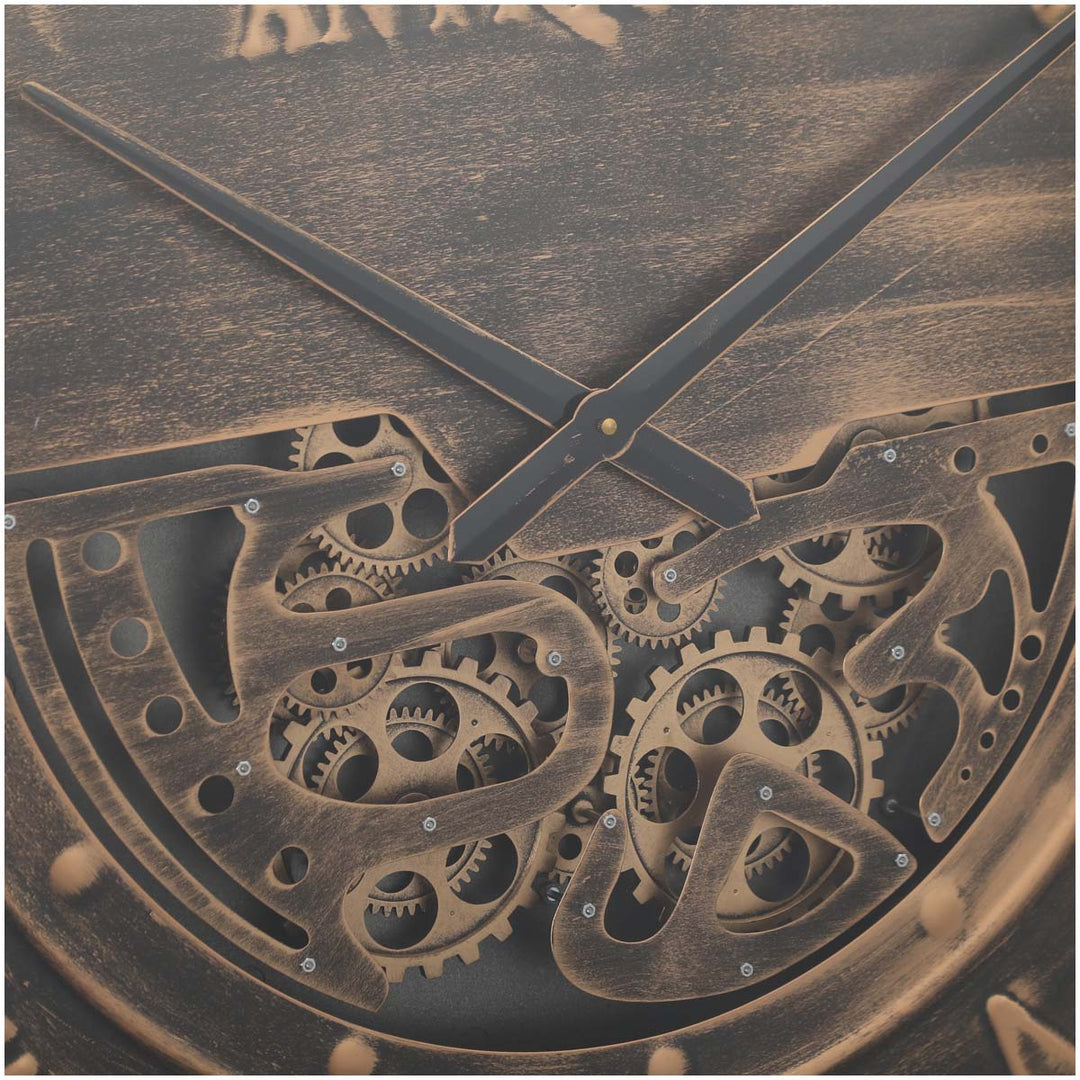 Chilli Decor Absolon Giant Antique Bronze Wash Metal Moving Gears Wall Clock 103cm TQ-Y668 3
