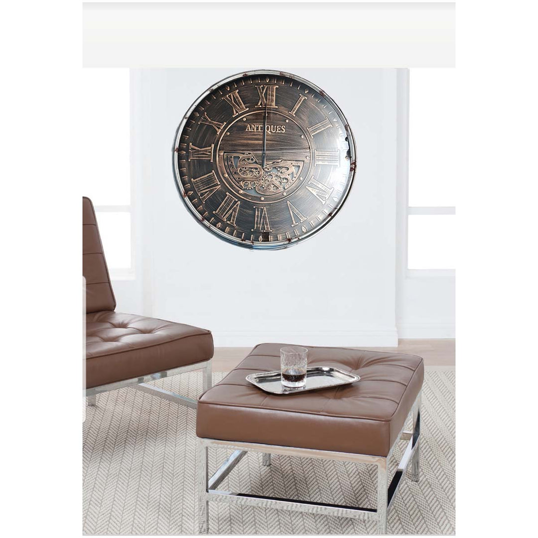 Chilli Decor Absolon Giant Antique Bronze Wash Metal Moving Gears Wall Clock 103cm TQ-Y668 7