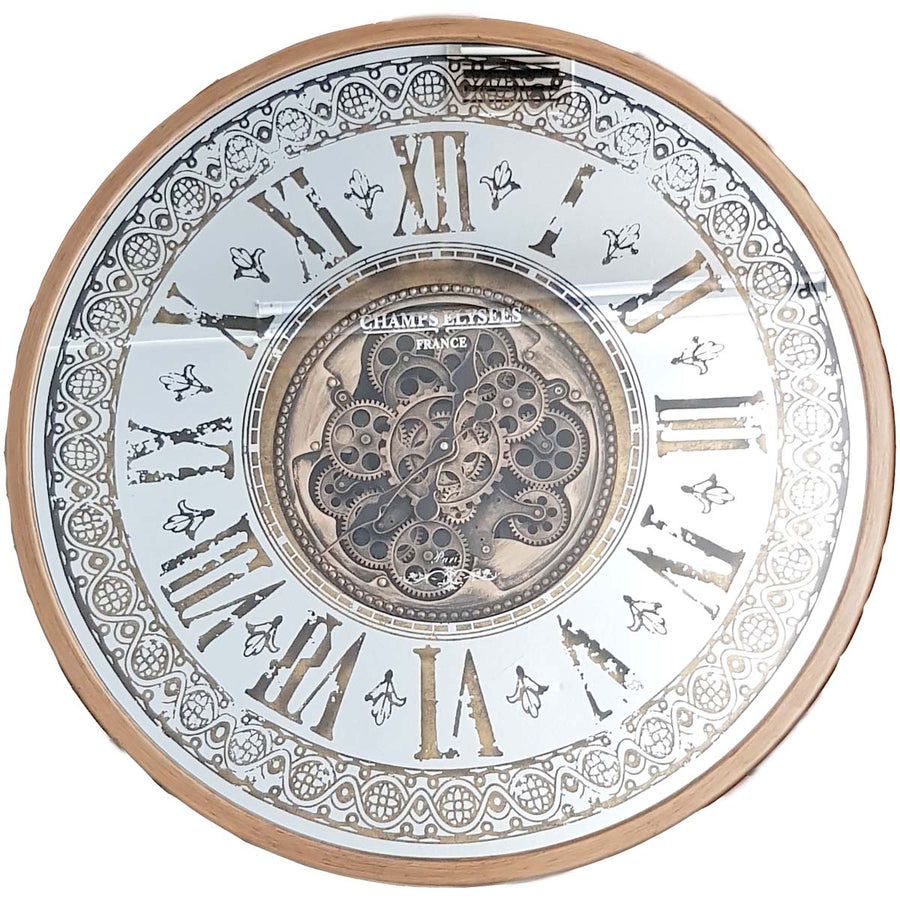 Chilli Decor Adilene Morroccan Mirrored Gold Metal Moving Gears Wall Clock 80cm TQ-Y675 1