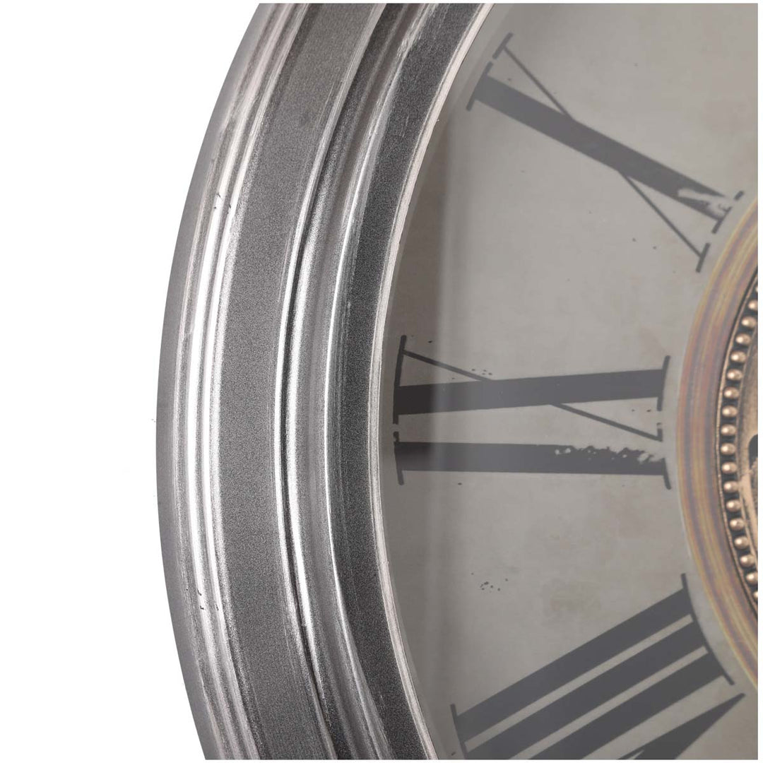 Chilli Decor Adriene Provincial Silver Washed Metal Moving Gears Wall Clock 83cm TQ-Y691 4