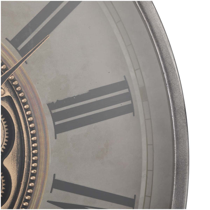 Chilli Decor Adriene Provincial Silver Washed Metal Moving Gears Wall Clock 83cm TQ-Y691 6
